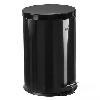 Ведро-контейнер для мусора (урна) с педалью LAIMA "Classic", 20 л, черное, глянцевое, металл, со съемным внутренним ведром, 604945