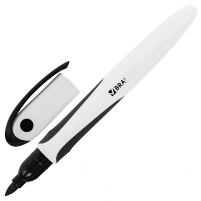 Маркер стираемый для белой доски ЧЕРНЫЙ, BRAUBERG "SOFT LITE", 3 мм, резиновая вставка, 152103