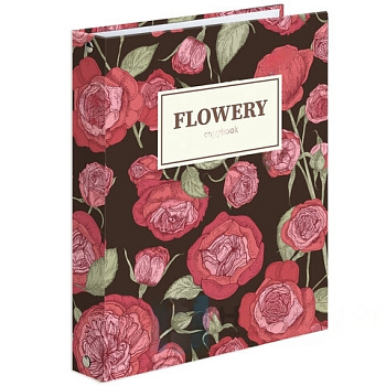 Тетрадь на кольцах А5 165х215 мм, 160 л., твердый картон, клетка, BRAUBERG, "Flowers", 404090