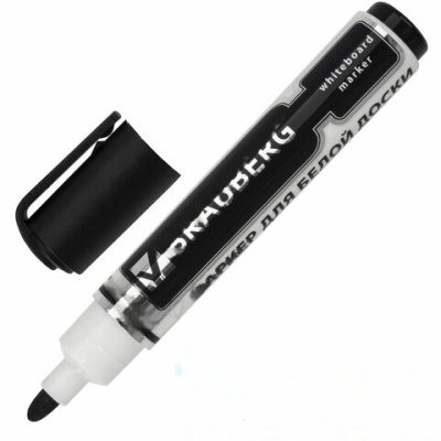 Маркер стираемый для белой доски ЧЕРНЫЙ, BRAUBERG "Neo", ЧЕРНЫЙ, с клипом, 5 мм, 150487