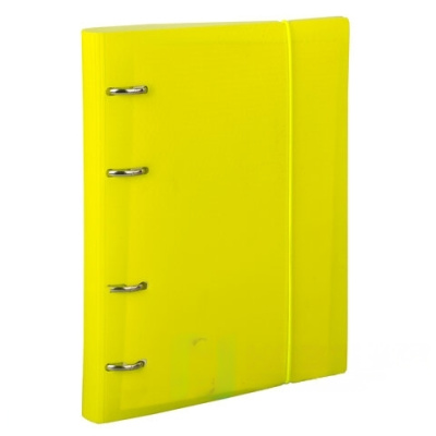 Тетрадь на кольцах А5 175х220 мм, 120 л., пластик, клетка, с резинкой, BRAUBERG, желтая, 403570