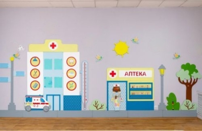 Декоративно-развивающая панель Городская среда "Поликлиника"