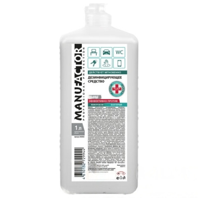 Антисептик для рук и поверхностей спиртосодержащий (70%) 1 л MANUFACTOR, дезинфицирующий, жидкость, флип-топ, N30907