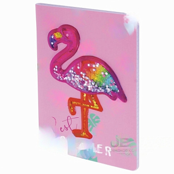 Блокнот МАЛЫЙ ФОРМАТ (103х148 мм) А6, 32 л., сшивка, декор, клетка, ЮНЛАНДИЯ, Фламинго, 662706