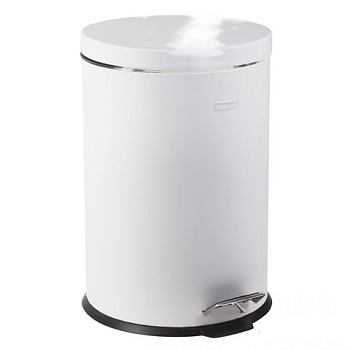 Ведро-контейнер для мусора (урна) с педалью LAIMA "Classic", 12 л, белое, глянцевое, металл, со съемным внутренним ведром, 604948
