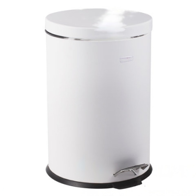 Ведро-контейнер для мусора (урна) с педалью LAIMA "Classic", 12 л, белое, глянцевое, металл, со съемным внутренним ведром, 604948