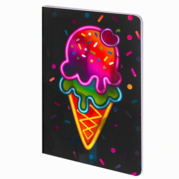 Блокнот МАЛЫЙ ФОРМАТ (103х148 мм) А6, 32 л., сшивка, голограмма, клетка, ЮНЛАНДИЯ, Мороженое, 662700
