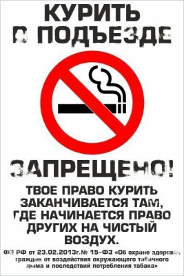 Табличка Курить в подъезде запрещено, 20*30 см