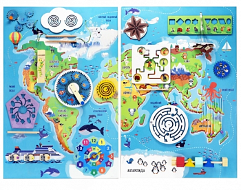 Бизиборд Материки и океаны, 1160х880х50 мм