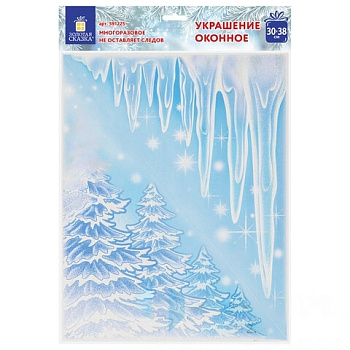 Украшение для окон и стекла ЗОЛОТАЯ СКАЗКА "Морозные узоры 3", 30х38 см, ПВХ, 591225