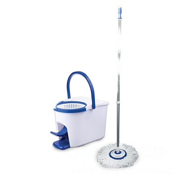 Набор для уборки LAIMA, ведро 11 л/5 л с отжимом и педалью, швабра с круглой насадкой на липучке, 601459
