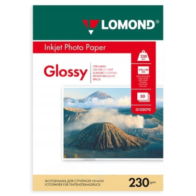 Фотобумага глянцевая, А5, 230 г/м2, односторонняя, 50 листов, LOMOND, 0102070