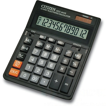Калькулятор настольный CITIZEN SDC-444S (199х153 мм), 12 разрядов, двойное питание