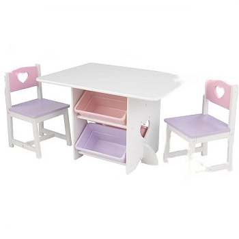 Набор детской мебели "Heart"(стол+2 стула+4 ящика)