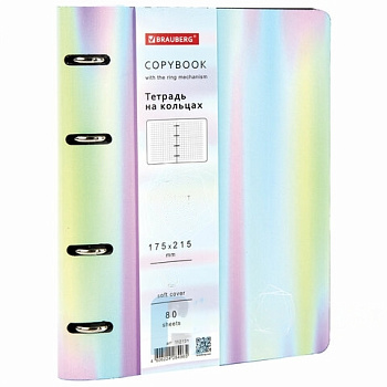 Тетрадь на кольцах А5 (180х220 мм), 80 л., под кожу, BRAUBERG VISTA, "Gradient", 112131