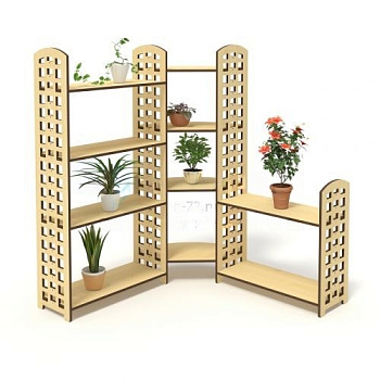 Стеллаж трехсекционный угловой, 1300х1300х1480 мм