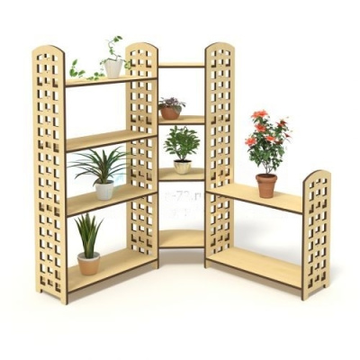 Стеллаж трехсекционный угловой, 1300х1300х1480 мм