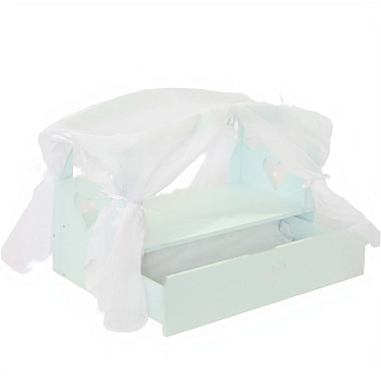 Кроватка с бельевым ящиком  Серии "Любимая кукла" Мини, цвет Аквамарин