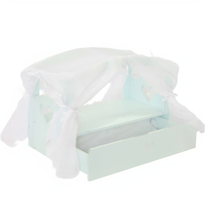 Кроватка с бельевым ящиком  Серии "Любимая кукла" Мини, цвет Аквамарин