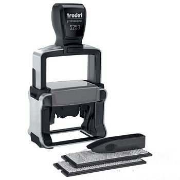 Штамп самонаборный металлический 6-строчный, оттиск 49х28 мм, синий без рамки, TRODAT 5253, КАССЫ В КОМПЛЕКТЕ