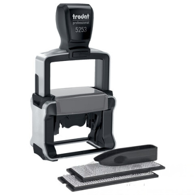 Штамп самонаборный металлический 6-строчный, оттиск 49х28 мм, синий без рамки, TRODAT 5253, КАССЫ В КОМПЛЕКТЕ