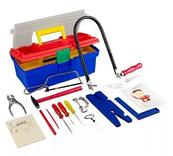 Пластиковый ящик Pebaro с инструментами для работы по дереву (с лобзиком)