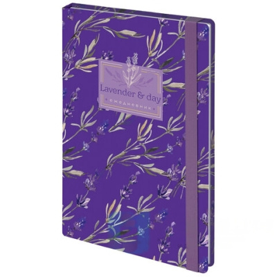 Ежедневник недатированный с резинкой А5 (145х203 мм), BRAUBERG, твердый, 128 л., "Лаванда", 114556