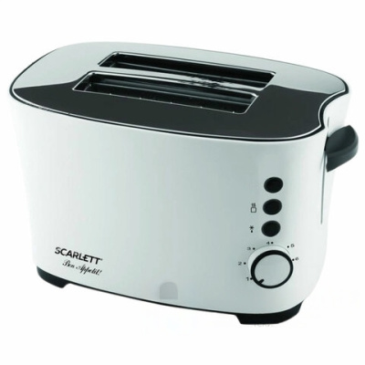 Тостер SCARLETT SC-TM11005, 850 Вт, 2 тоста, 6 режимов, пластик, белый/черный