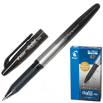 Ручка стираемая гелевая с грипом PILOT "Frixion Pro", ЧЕРНАЯ, корпус с печатью, линия письма 0,35 мм, BL-FRO-7
