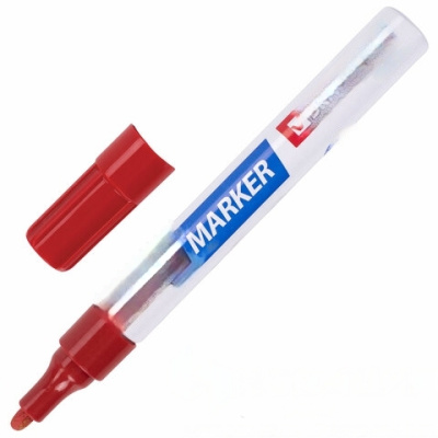 Маркер-краска лаковый EXTRA (paint marker) 4 мм, КРАСНЫЙ, УСИЛЕННАЯ НИТРО-ОСНОВА, BRAUBERG, 151980