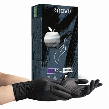 Перчатки нитриловые смотровые КОМПЛЕКТ 50 пар (100 шт.), размер XL (очень большой), черные, BENOVY Nitrile MultiColor