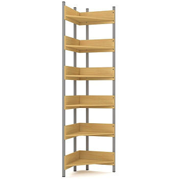 Стеллаж угловой библиотечный, 461х461х1900 мм