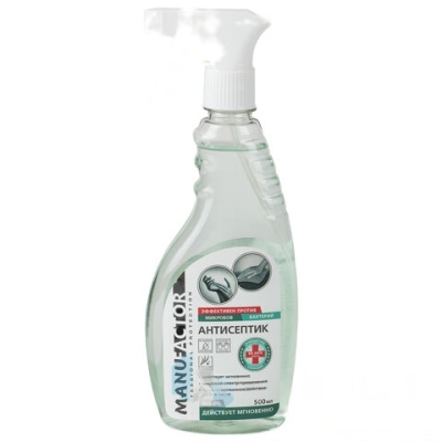 Антисептик для рук и поверхностей спиртосодержащий (70%) с распылителем 500 мл MANUFACTOR, дезинфицирующий, жидкость, N30906