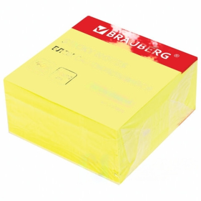 Блок самоклеящийся (стикеры) BRAUBERG НЕОНОВЫЙ 76х76 мм, 400 листов, желтый, 111352