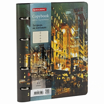 Тетрадь на кольцах А5 (180х220 мм), 80 л., под кожу, BRAUBERG VISTA, "Avenue", 112137