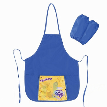 Фартук для труда и занятий творчеством ЮНЛАНДИЯ с нарукавниками, 44х55 см, синий, 228348