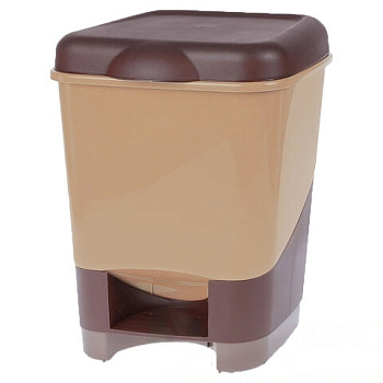 Ведро-контейнер 20 л, с крышкой и педалью, для мусора, 43х32х32 см, цвет серый, бежевый/коричневый, 4342800