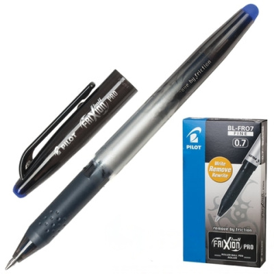 Ручка стираемая гелевая с грипом PILOT "Frixion Pro", СИНЯЯ, корпус с печатью, узел 0,7 мм, линия письма 0,35 мм, BL-FRO-7