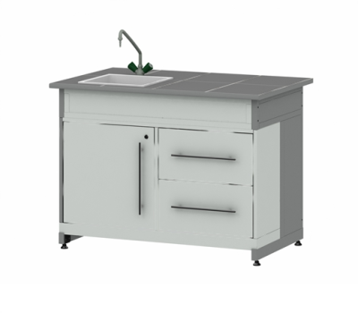 Стол демонстрационный химический с раковиной и тумбой, 1200x750x900 мм