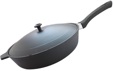 Сковорода чугунная 28 см с ручкой и крышкой