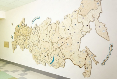 Карта России деревянная, 5800х2500 мм