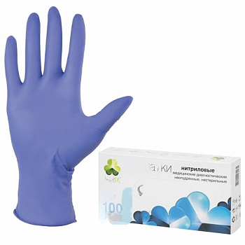 Перчатки нитриловые смотровые, 50 пар (100 шт.), неопудренные, L (большой), KLEVER Стандарт, NG080 В