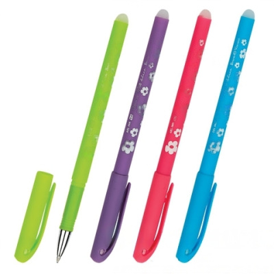 Ручка стираемая гелевая BRUNO VISCONTI, "Цветочки", СИНЯЯ, корпус ассорти, узел 0,5 мм, линия письма 0,4 мм, 20-0202