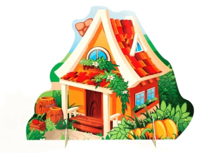 Театральная декорация двухсторонняя Домик с черепичной крышей (лето, зима)