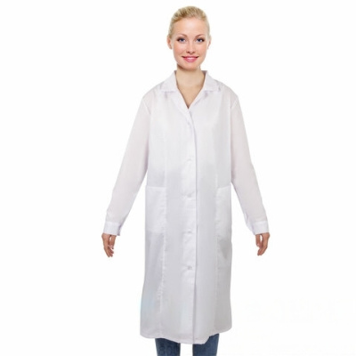 Халат медицинский женский белый, тиси, размер 48-50, рост 170-176, плотность ткани 120 г/м2, 610740
