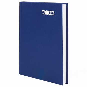 Ежедневник датированный на 2023 (145х215 мм), А5, STAFF, обложка бумвинил, синий, 114187