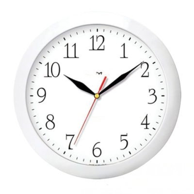 Часы настенные TROYKA 11110113, круг, белые, белая рамка, 29х29х3,5 см