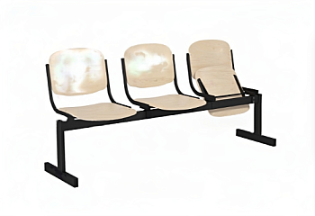 Блок стульев для актового зала трехместный, откидные сиденья (фанера)