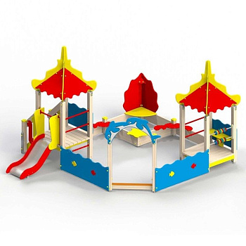 Песочный дворик Коралл (с горкой)