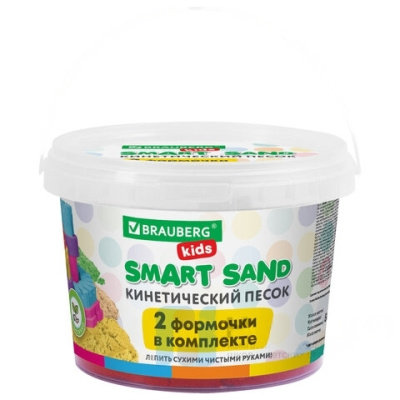 Песок для лепки кинетический BRAUBERG KIDS, красный, 500 г, 2 формочки, ведерко, 665093